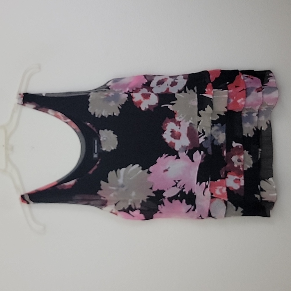 INC Silk Black, Pink, Gray & White Floral Sleeveless Top 6